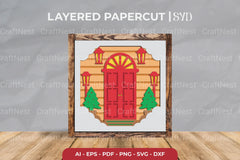 Christmas Front Door 3D Shadow Box SVG Bundle - CraftNest - Digital Crafting and Art