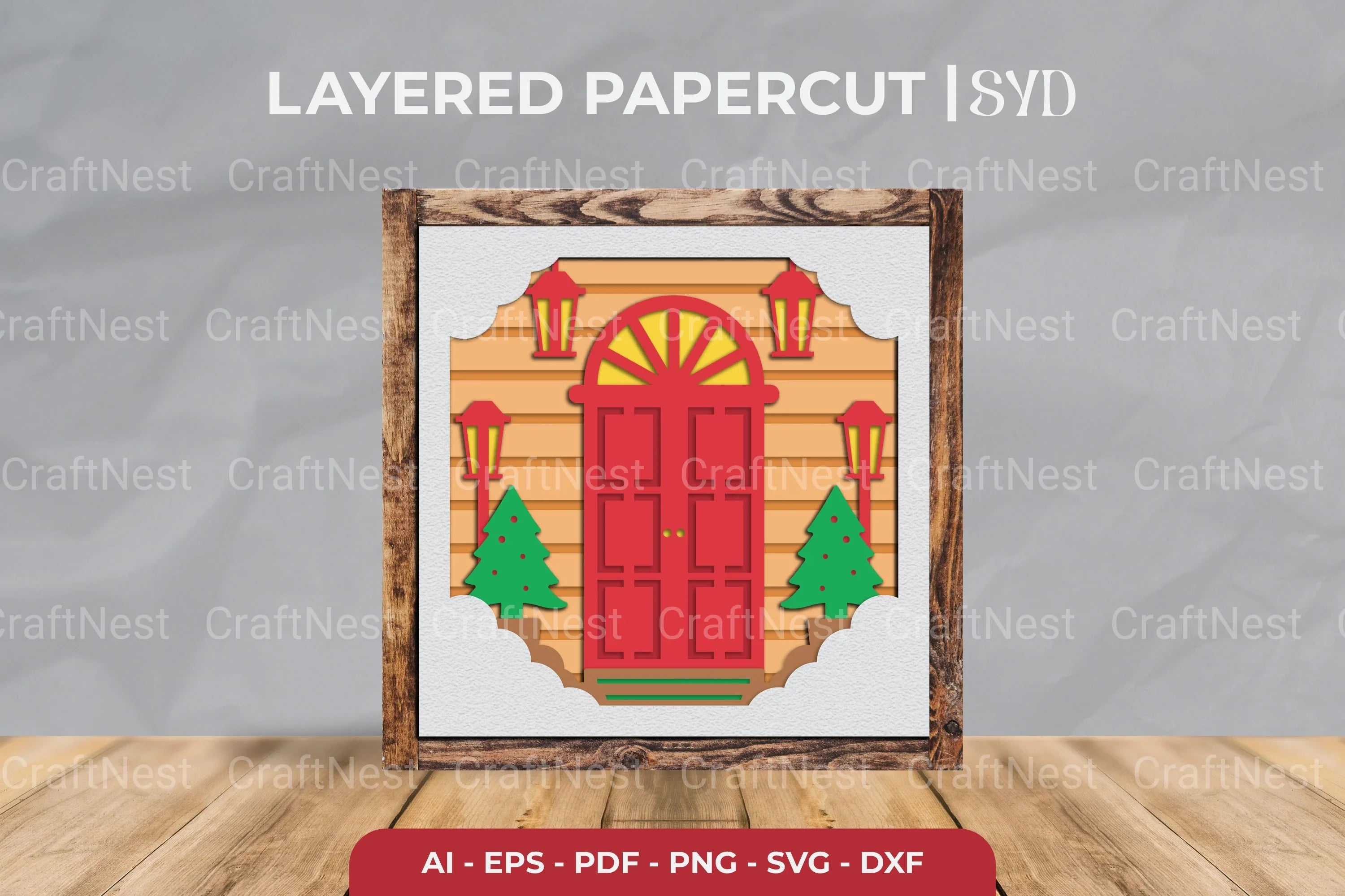 Christmas Front Door 3D Shadow Box SVG Bundle - CraftNest - Digital Crafting and Art