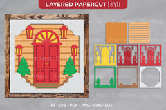 Christmas Front Door 3D Shadow Box SVG Bundle - CraftNest - Digital Crafting and Art