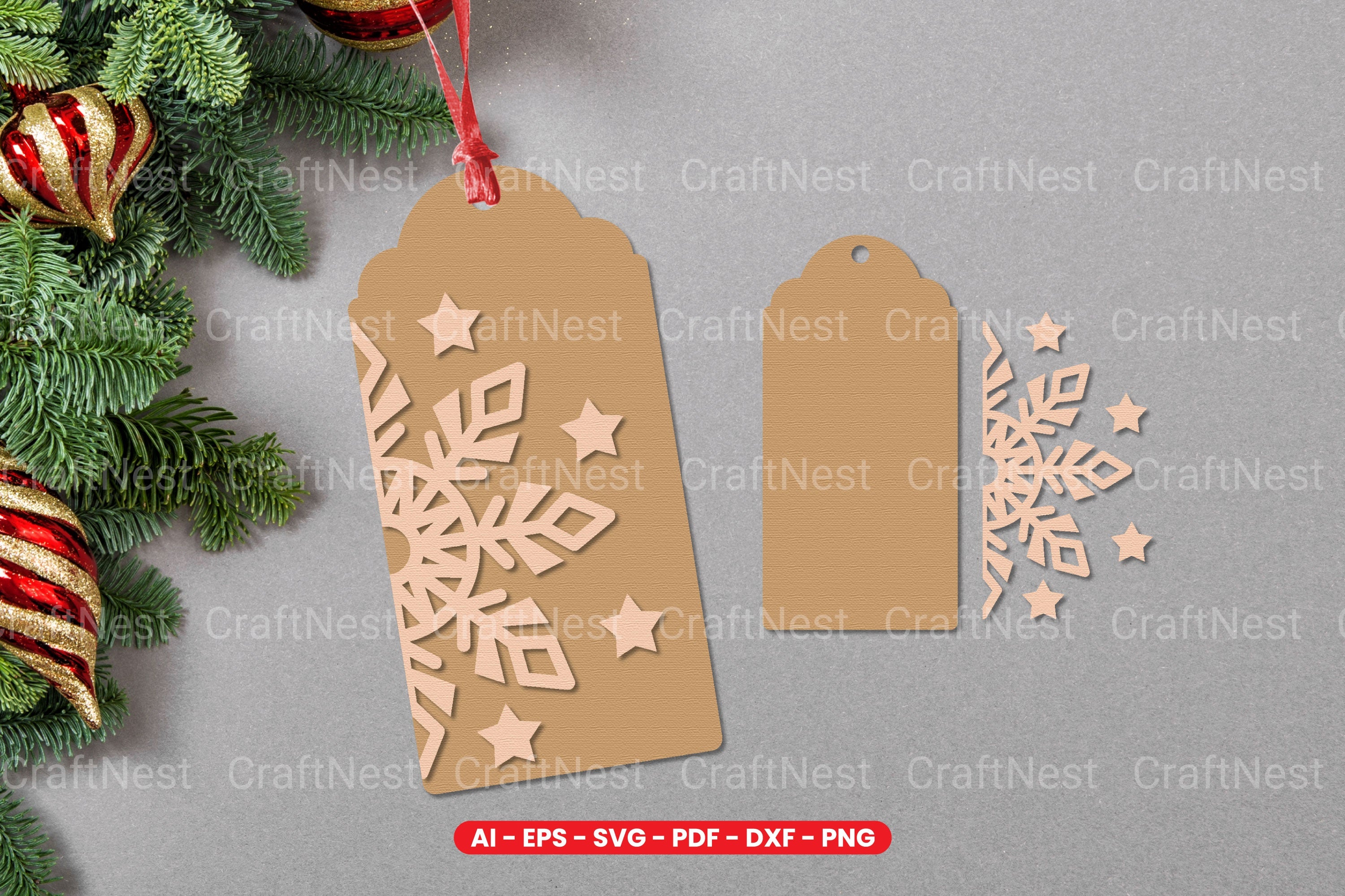 Christmas Gift Tag Laser Cut SVG Bundle - Clipart Bundle