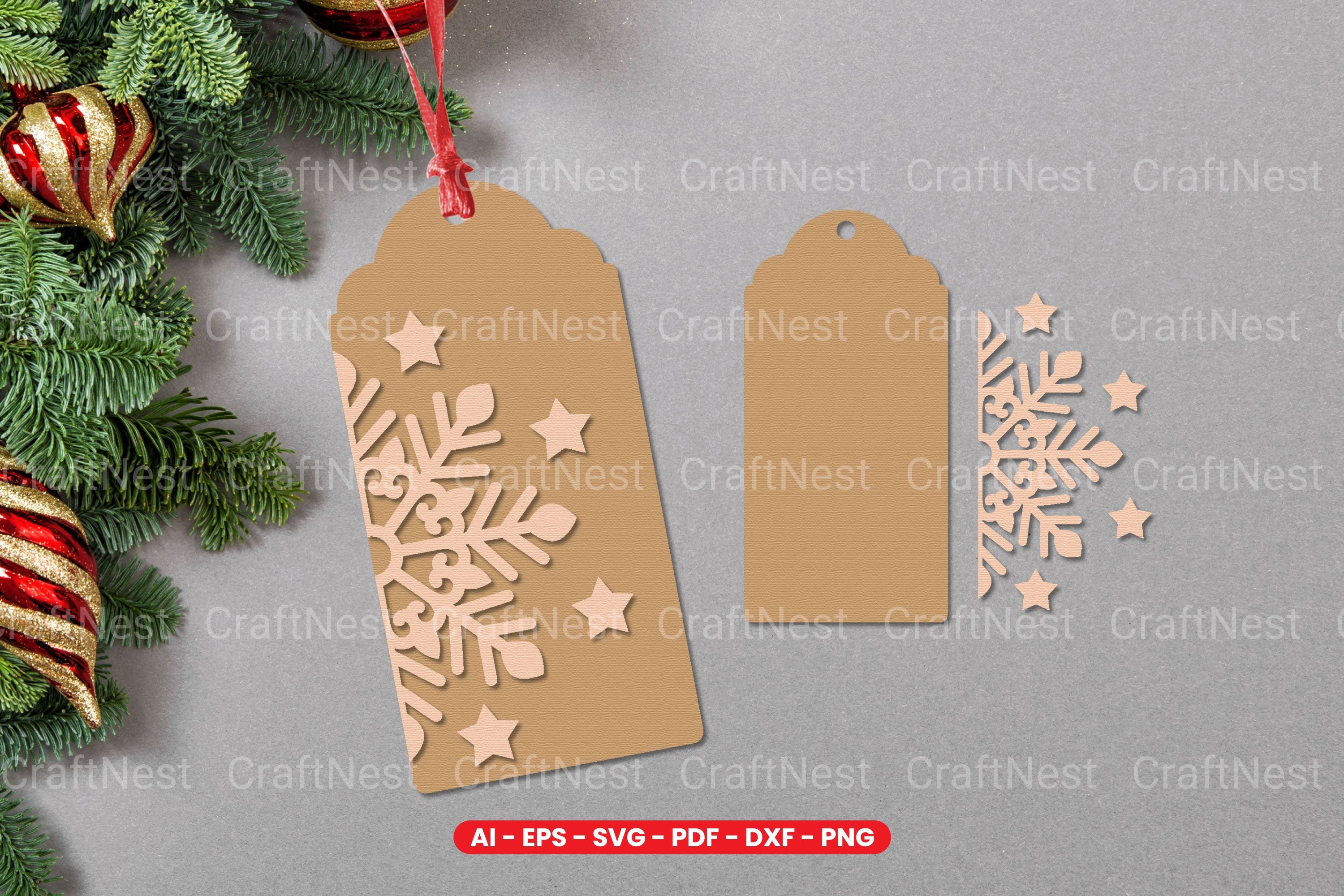 Christmas Gift Tag Laser Cut SVG Bundle - Clipart Bundle