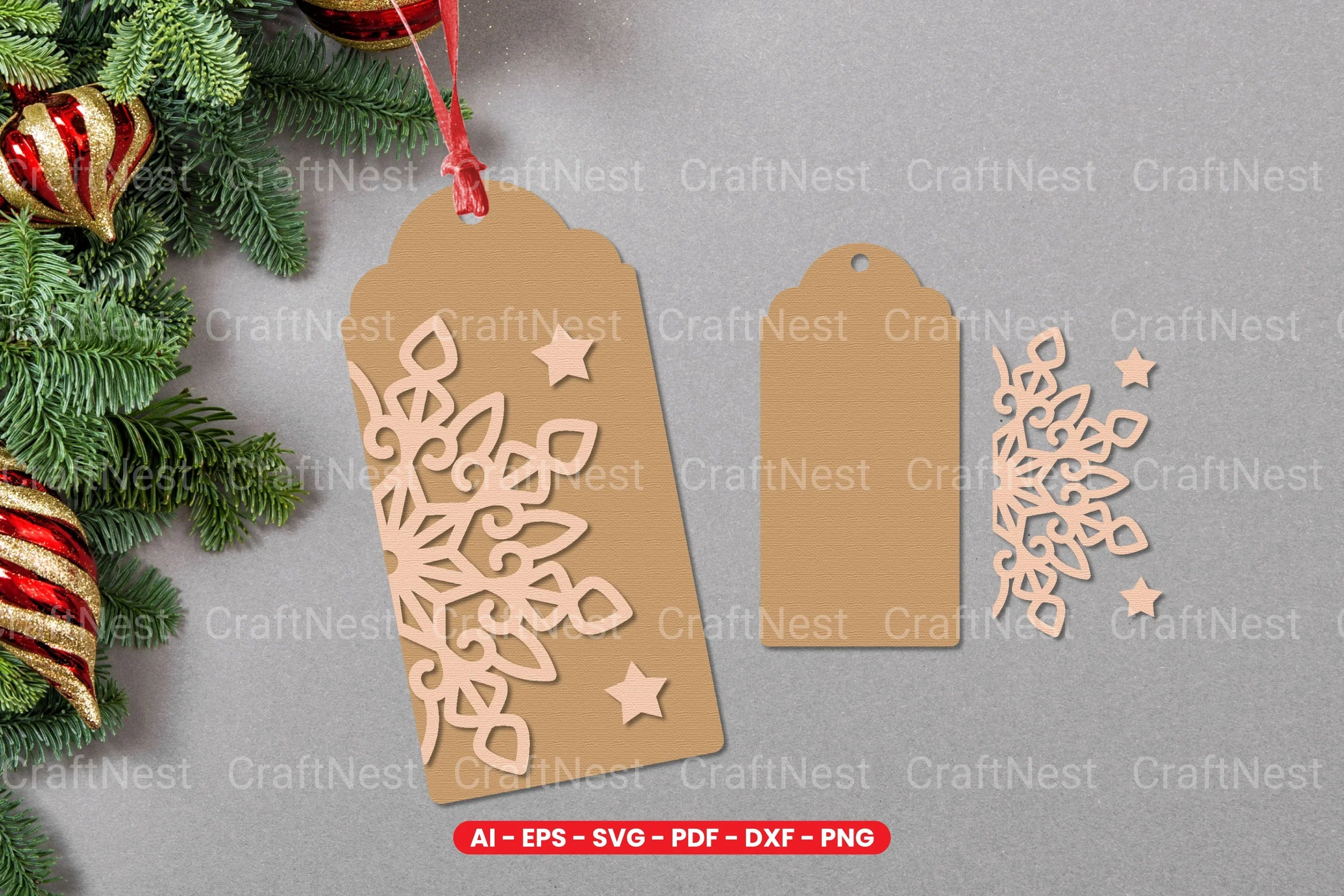 Christmas Gift Tag Laser Cut SVG Bundle - CraftNest - Digital Crafting and Art