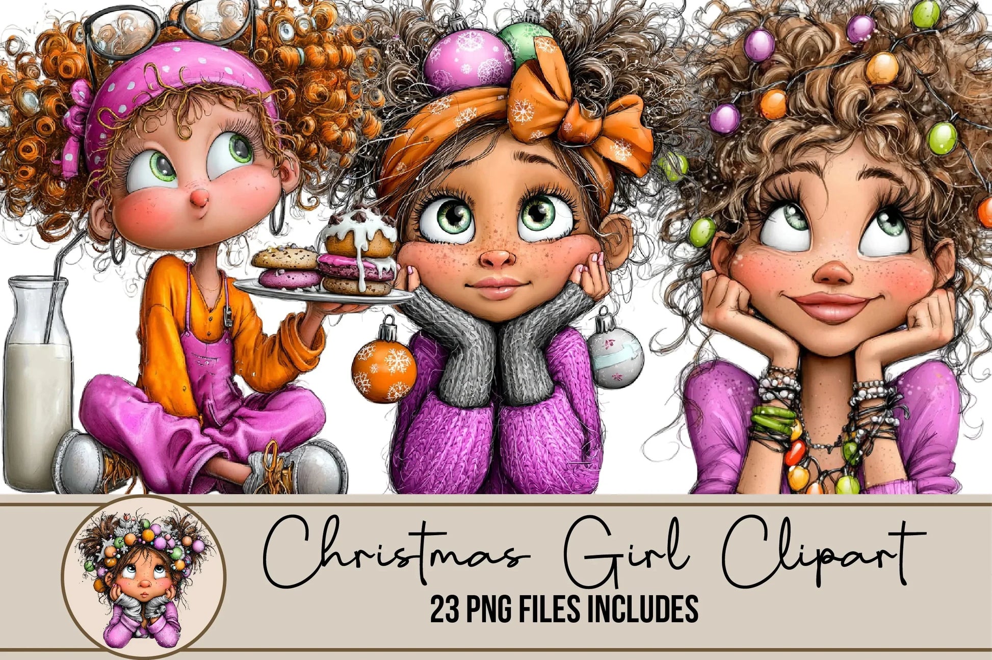 Christmas Girl Clipart Bundle - CraftNest - Digital Crafting and Art