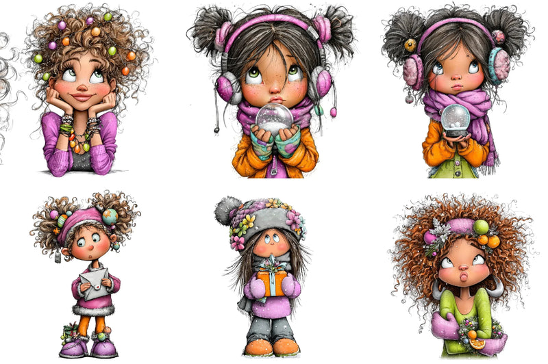 Christmas Girl Clipart Bundle - CraftNest - Digital Crafting and Art