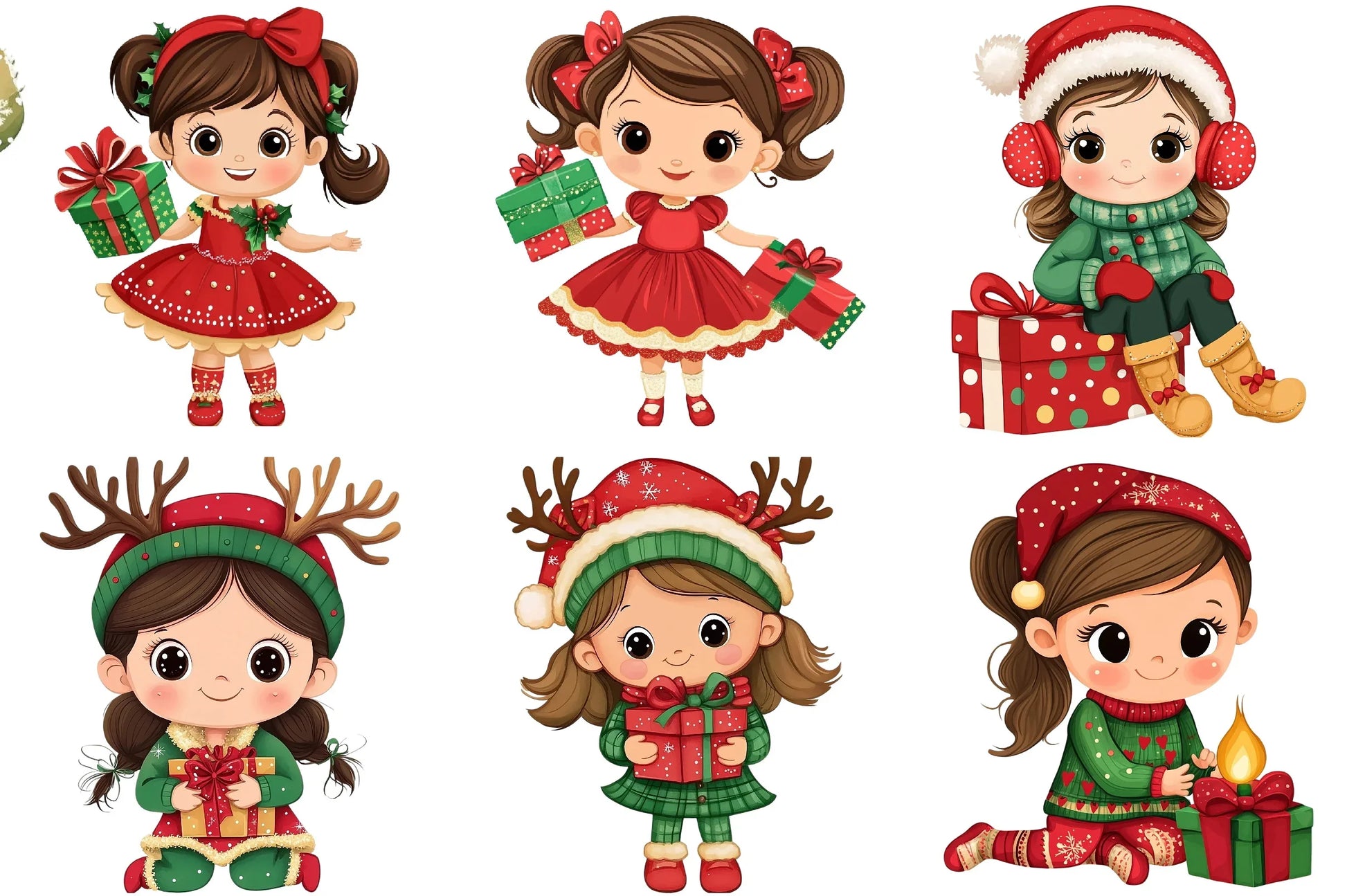 Christmas Girl Gift Box Clipart Bundle - CraftNest - Digital Crafting and Art