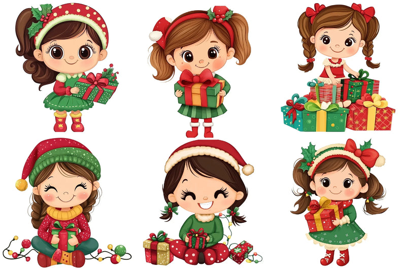 Christmas Girl Gift Box Clipart Bundle - CraftNest - Digital Crafting and Art