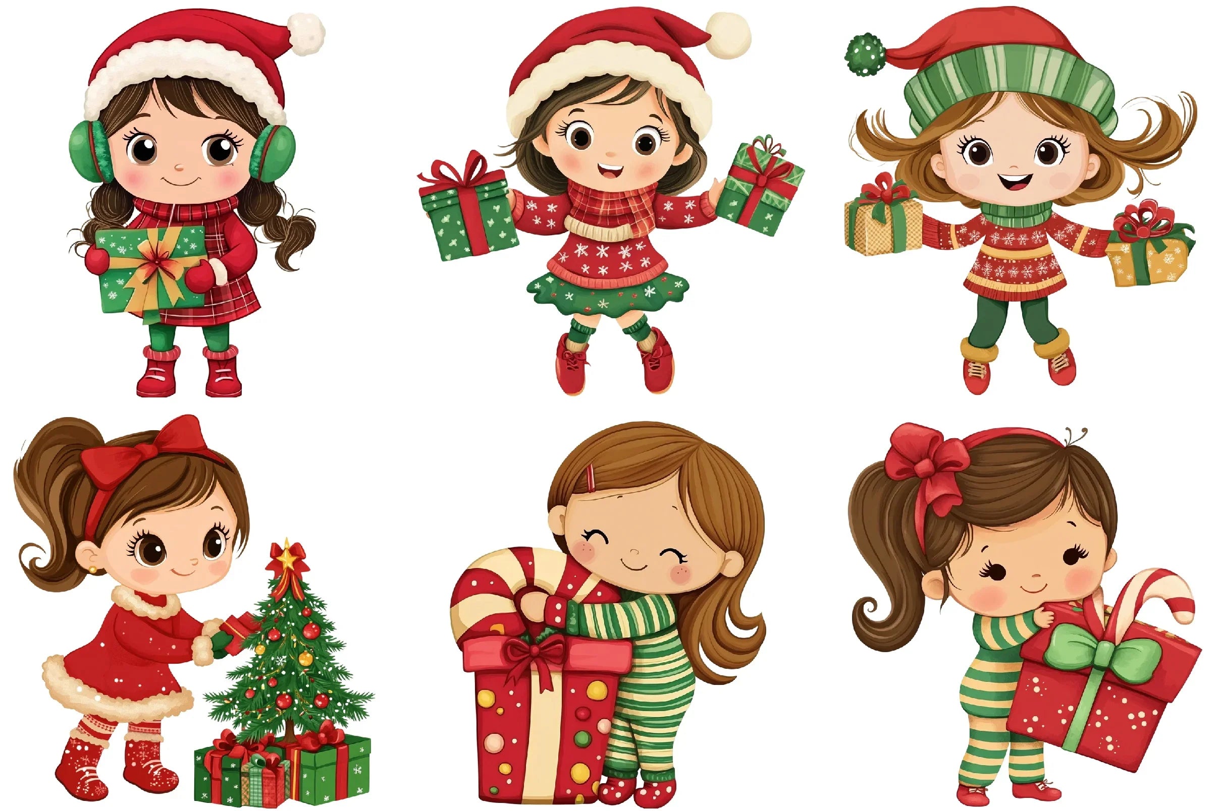 Christmas Girl Gift Box Clipart Bundle - CraftNest - Digital Crafting and Art