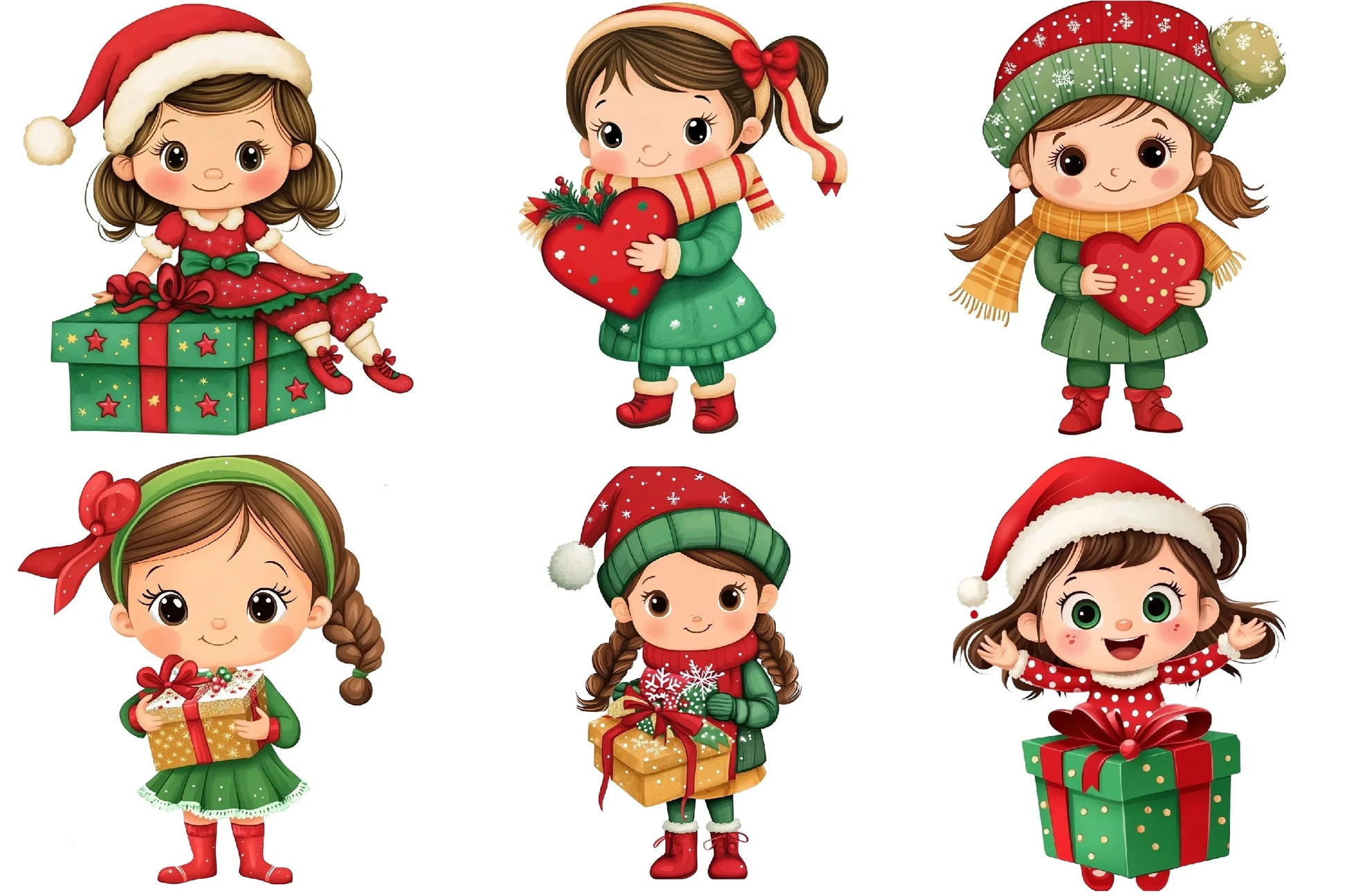 Christmas Girl Gift Box Clipart Bundle - CraftNest - Digital Crafting and Art