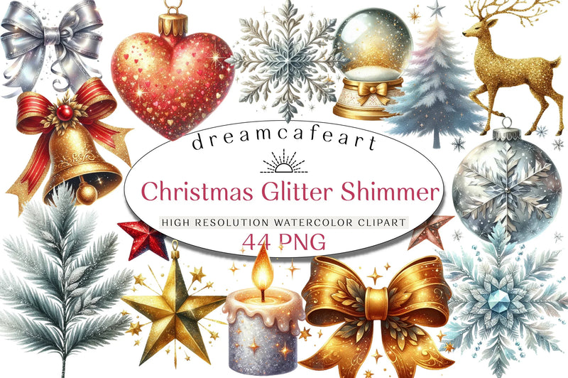 Christmas Glitter & Shimmer Clipart Bundle - CraftNest - Digital Crafting and Art