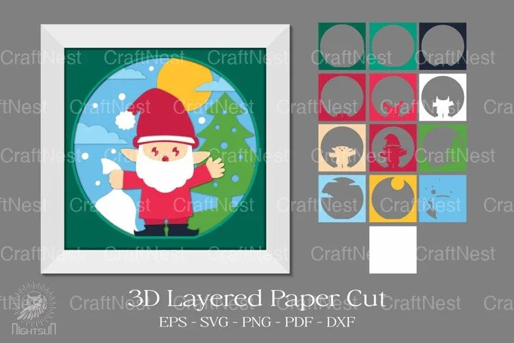 Christmas Gnome Layered Paper Cut Clipart Bundle - CraftNest - Digital Crafting and Art
