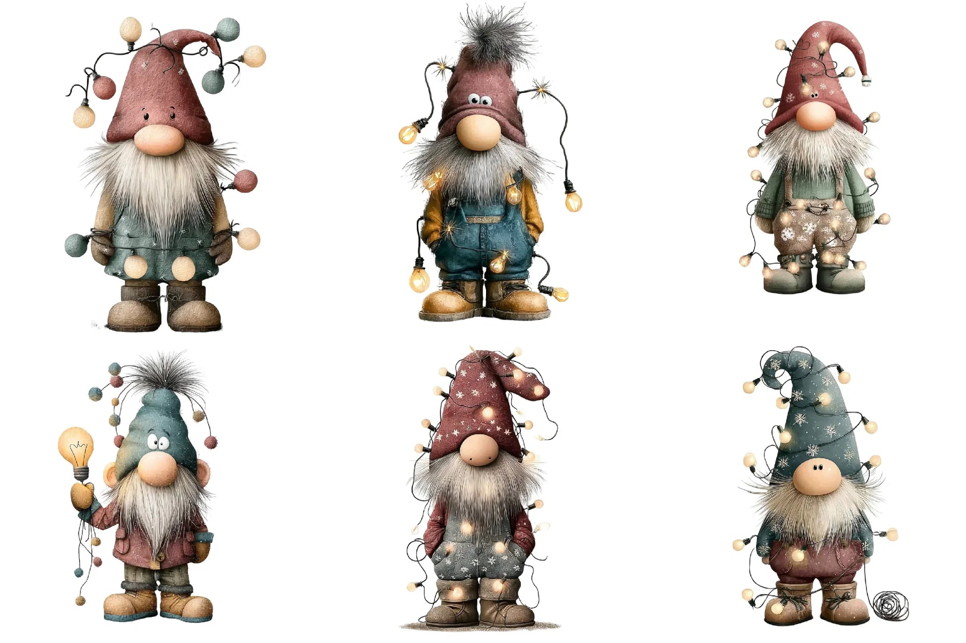 Christmas Gnome Lights Funny Clipart Bundle - CraftNest - Digital Crafting and Art