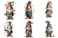 Christmas Gnome Lights Funny Clipart Bundle - CraftNest - Digital Crafting and Art
