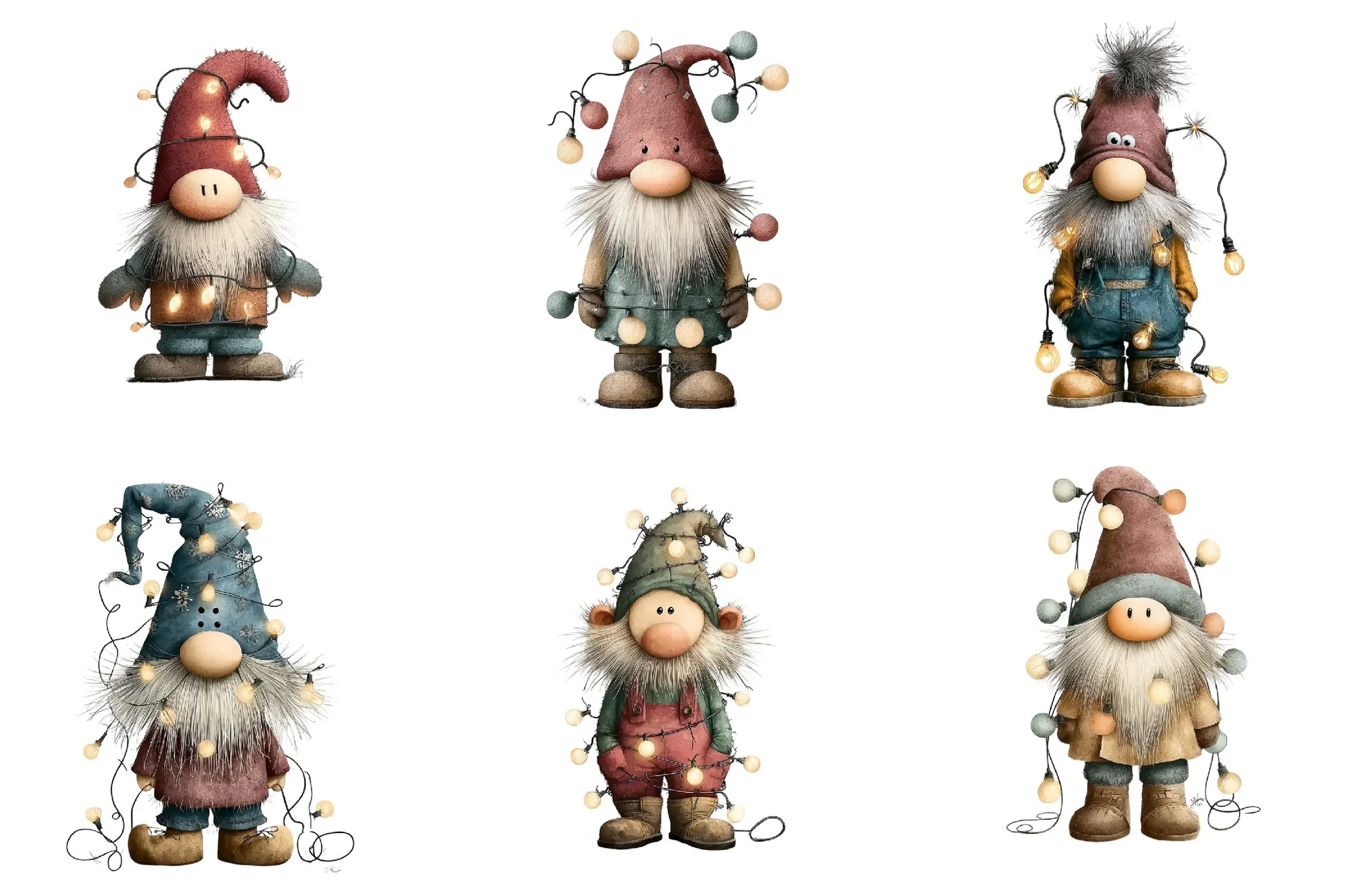 Christmas Gnome Lights Funny Clipart Bundle - CraftNest - Digital Crafting and Art