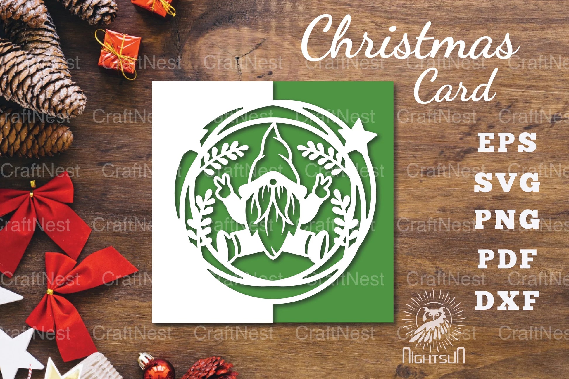 Christmas Gnome Papercut Card SVG Bundle - CraftNest - Digital Crafting and Art