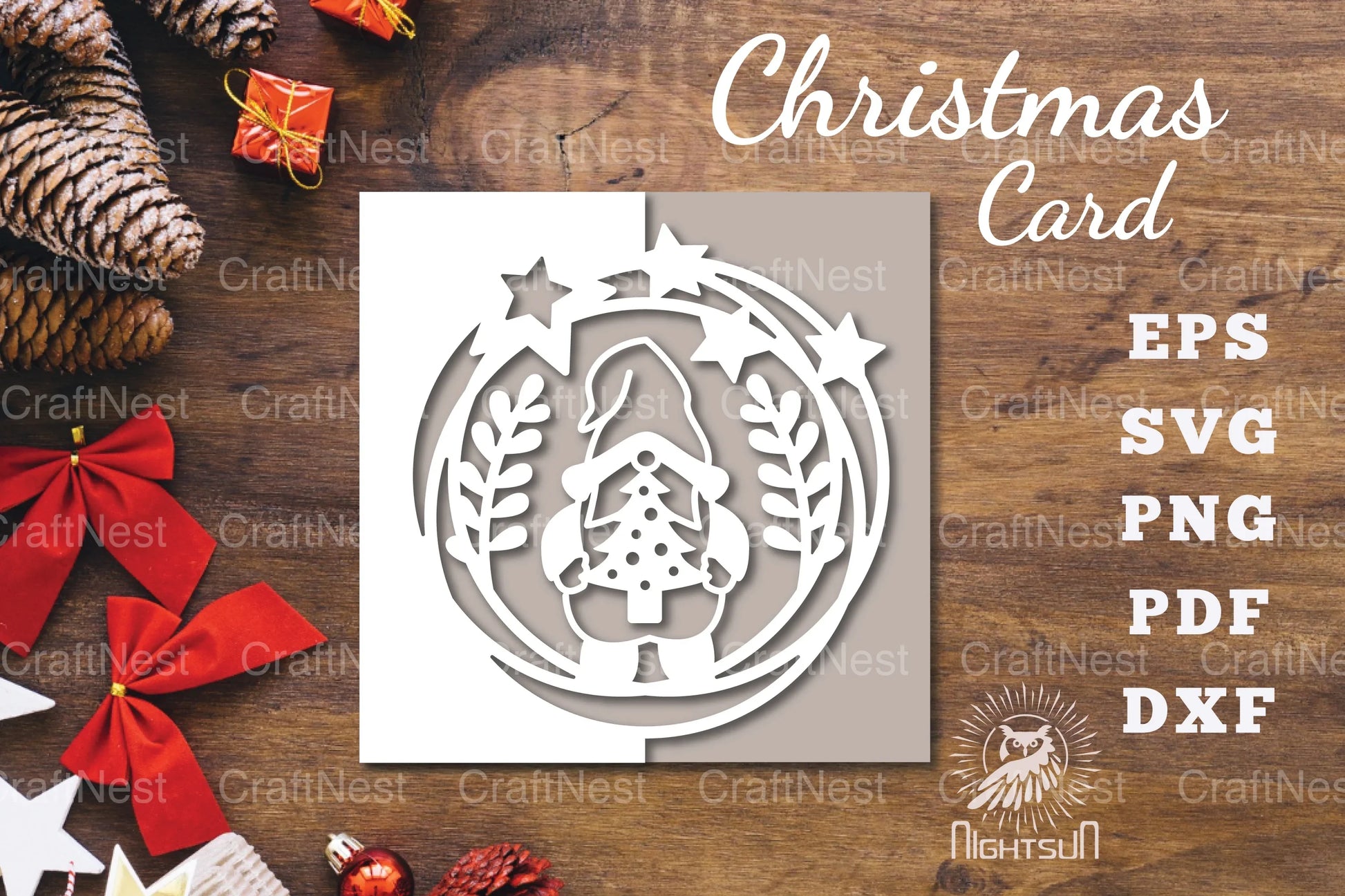 Christmas Gnome Papercut Card SVG Bundle - CraftNest - Digital Crafting and Art