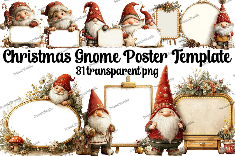 Christmas Gnome Poster Template Clipart Bundle - CraftNest - Digital Crafting and Art