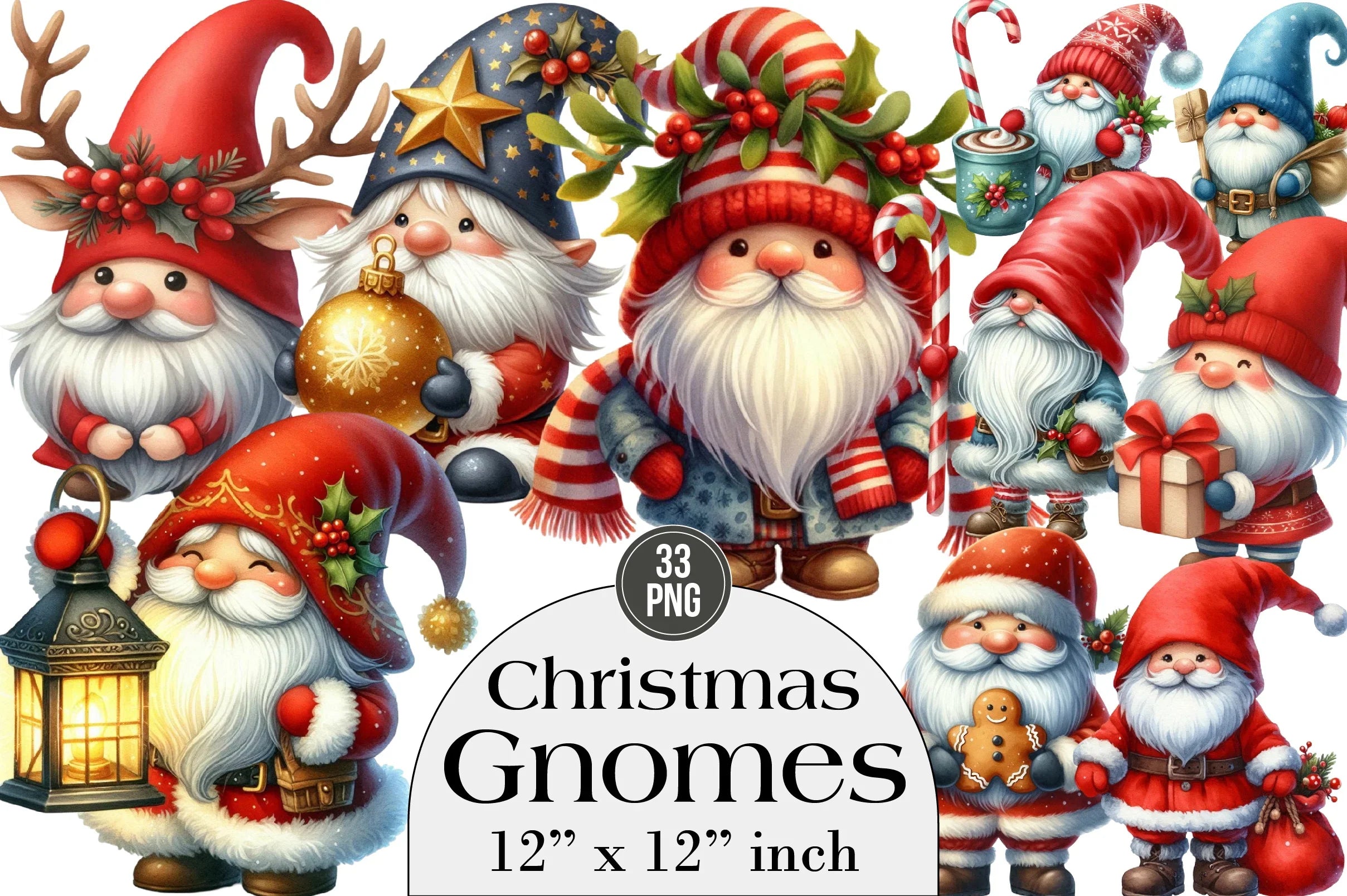 Christmas Gnomes Clipart Bundle - CraftNest - Digital Crafting and Art
