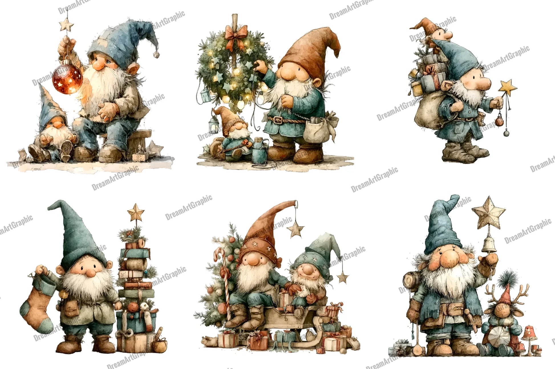 Christmas Gnomes Clipart Bundle - CraftNest - Digital Crafting and Art