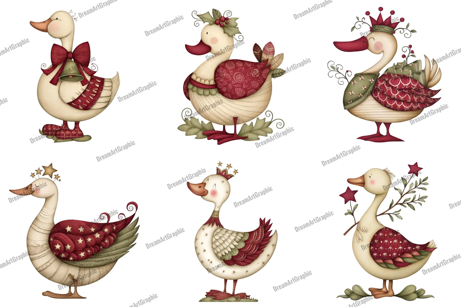 Christmas Goose Clipart Bundle - CraftNest - Digital Crafting and Art