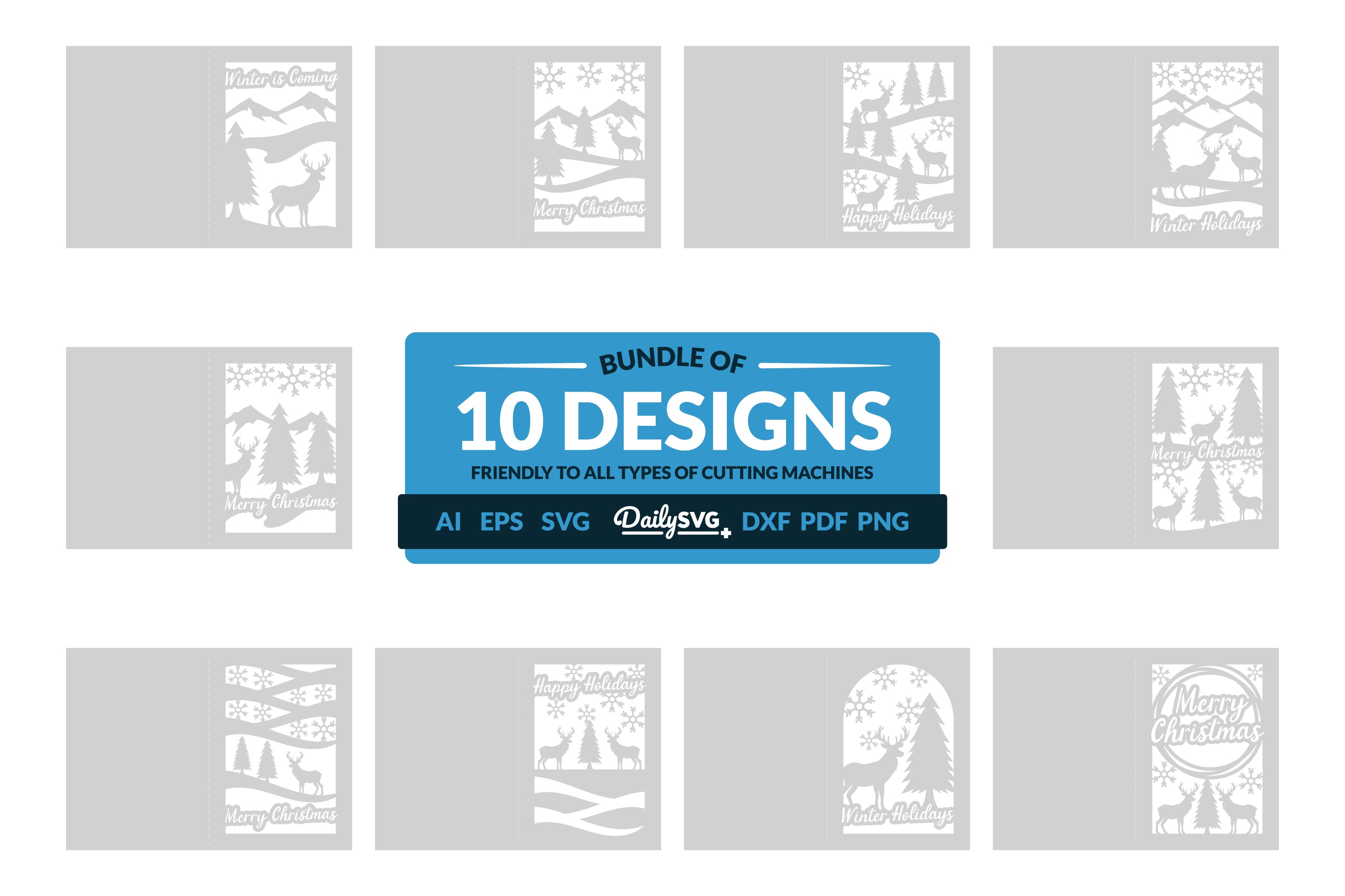 Christmas Greeting Card Clipart - Daily SVG Bundles