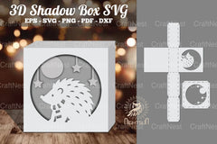 Christmas Hedgehog Papercut Shadow Box Bundle - CraftNest - Digital Crafting and Art