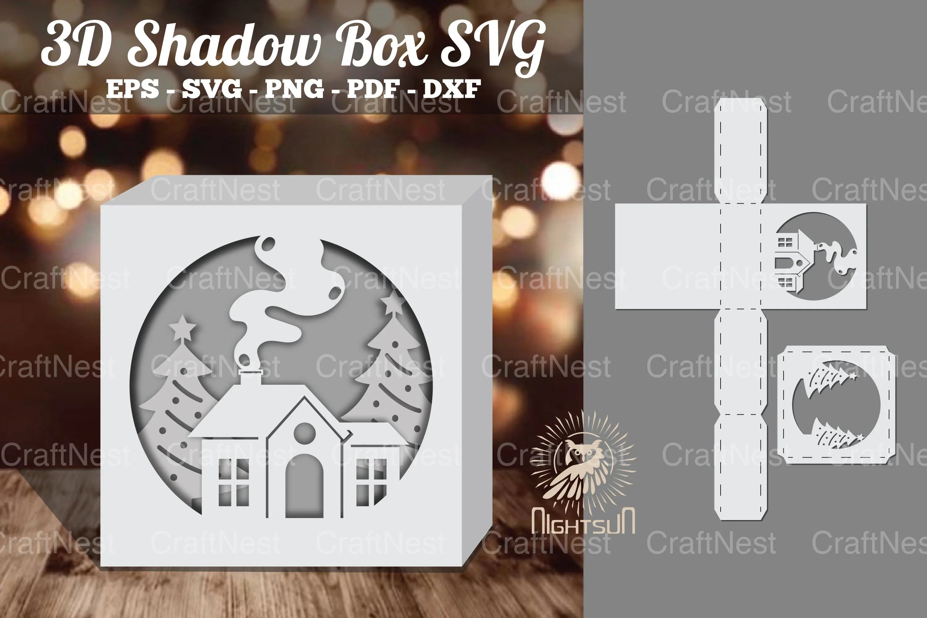 Christmas House 3D Papercut Shadow Box Clipart Bundle - CraftNest - Digital Crafting and Art