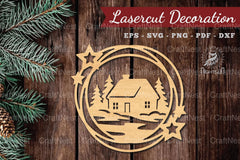 Christmas House Laser Cut Round SVG Bundle - CraftNest - Digital Crafting and Art