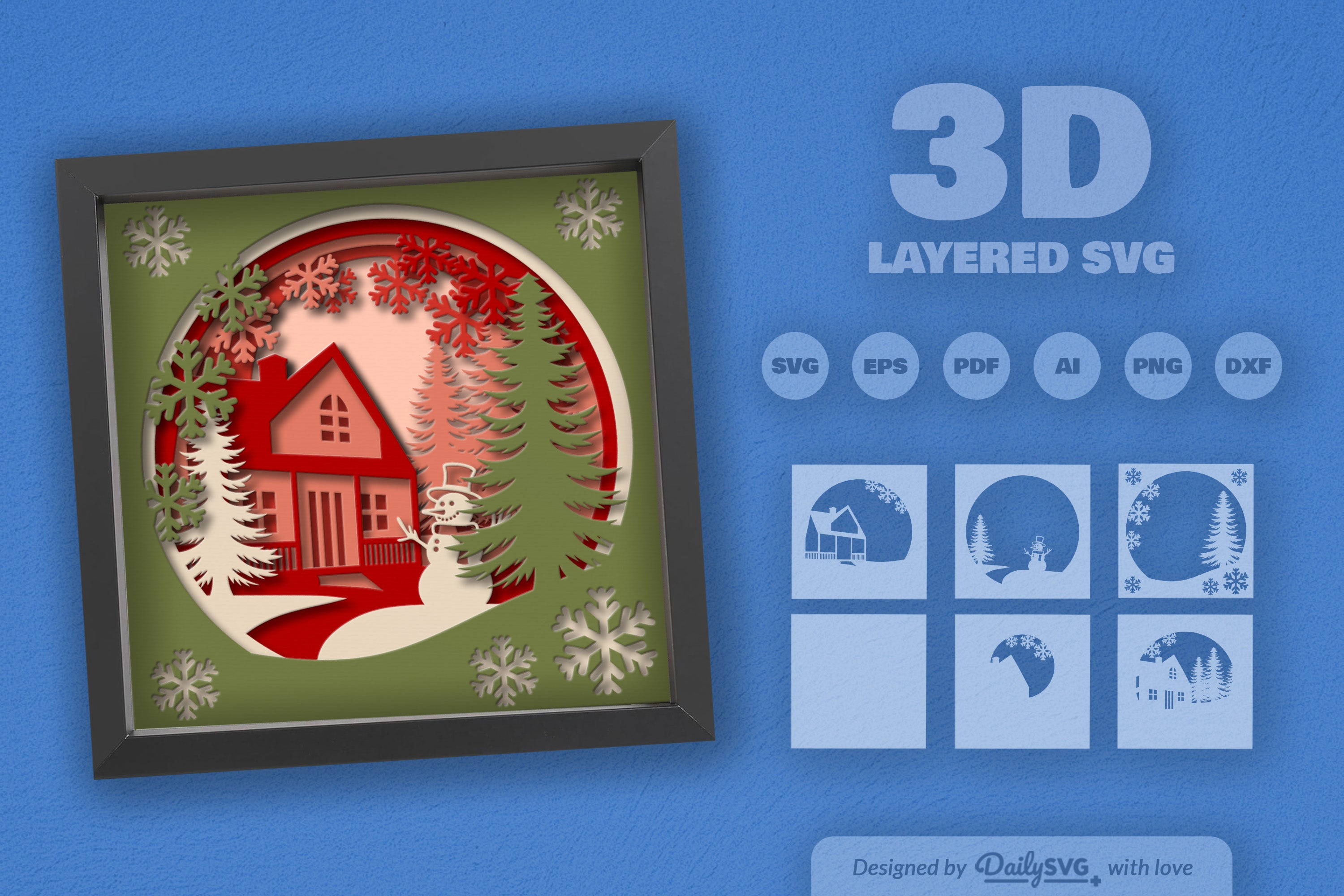Christmas House Papercut SVG Bundle