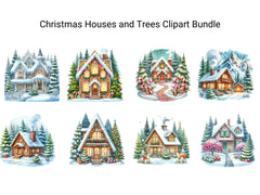 Christmas Houses and Trees Clipart Bundle - CraftNest - Digital Crafting and Art