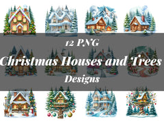 Christmas Houses and Trees Clipart Bundle - CraftNest - Digital Crafting and Art
