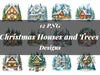 Christmas Houses and Trees Clipart Bundle