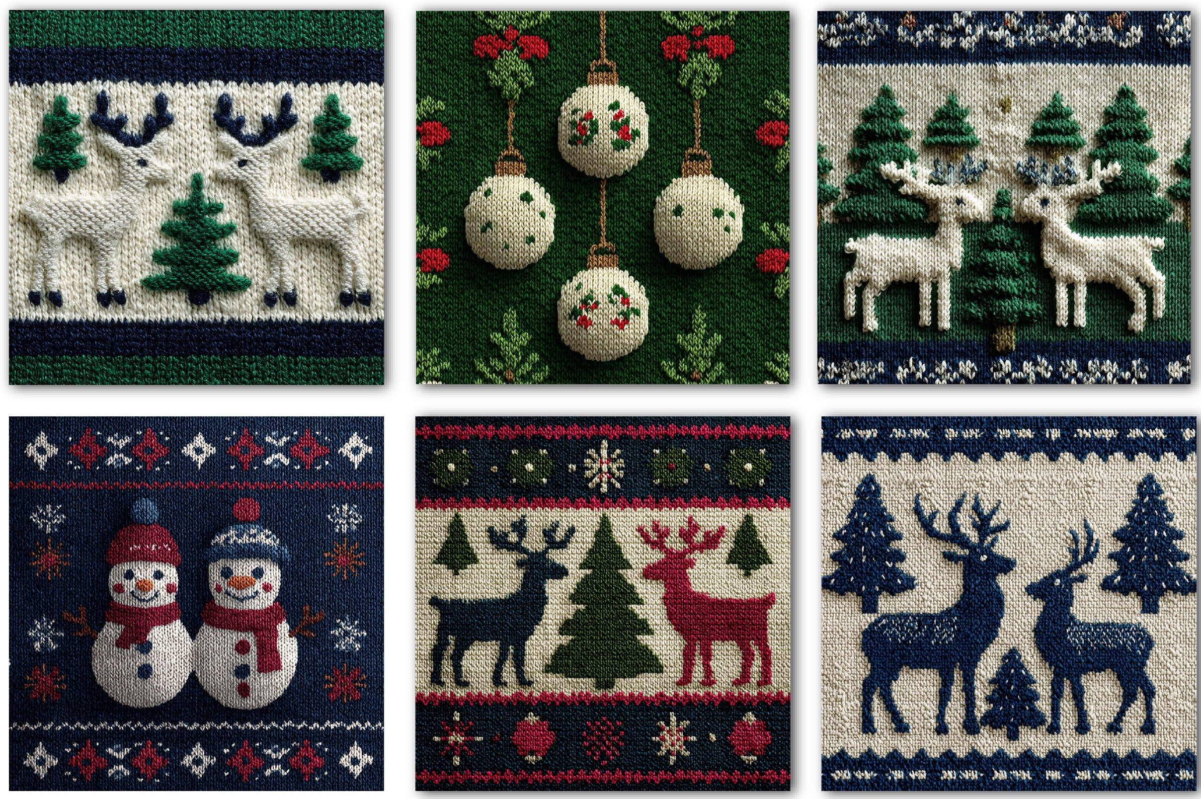 Christmas Knit Scrapbook Paper Clipart Bundle