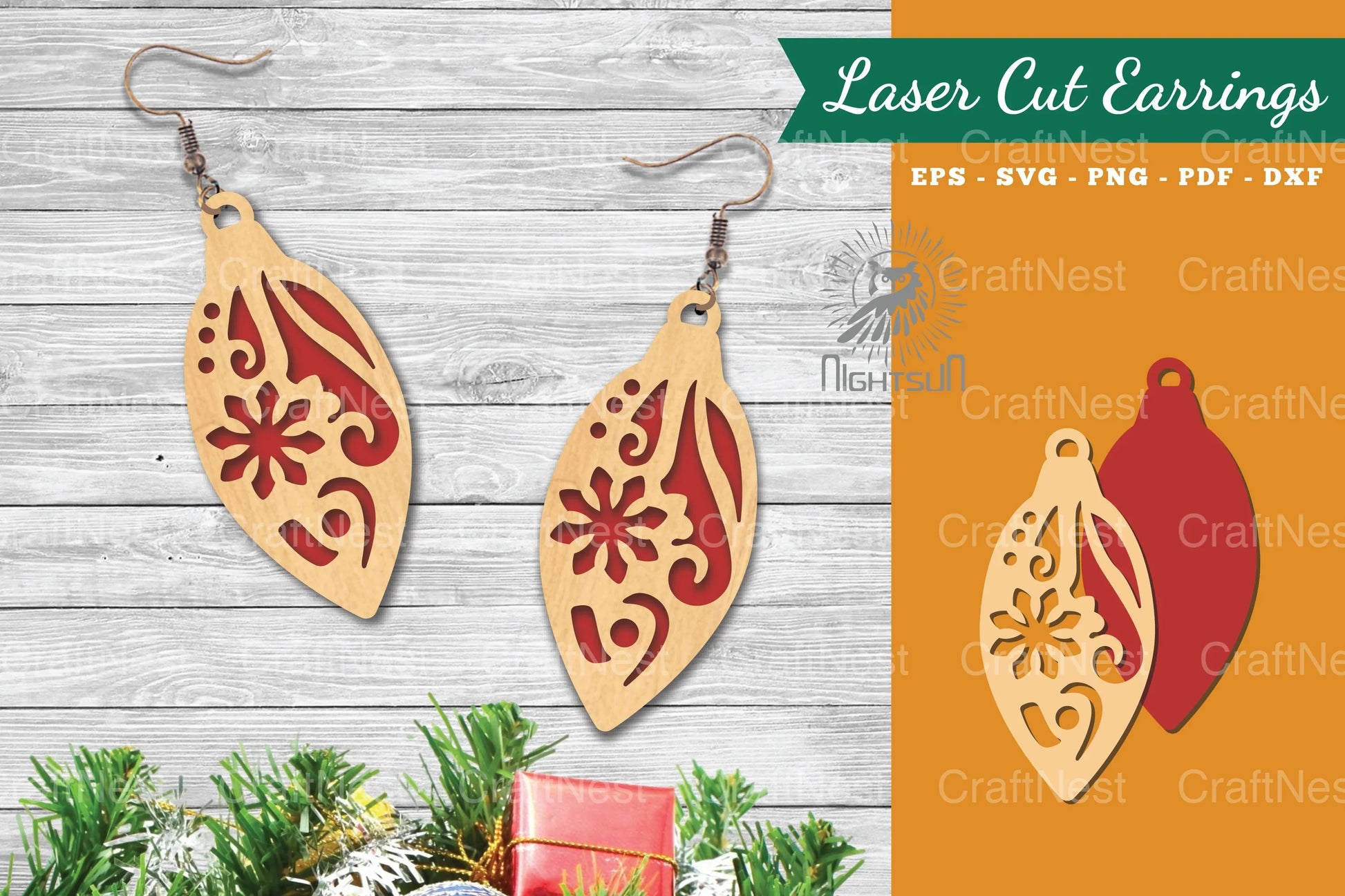 Christmas Light Laser Cut Earrings SVG Bundle - CraftNest - Digital Crafting and Art