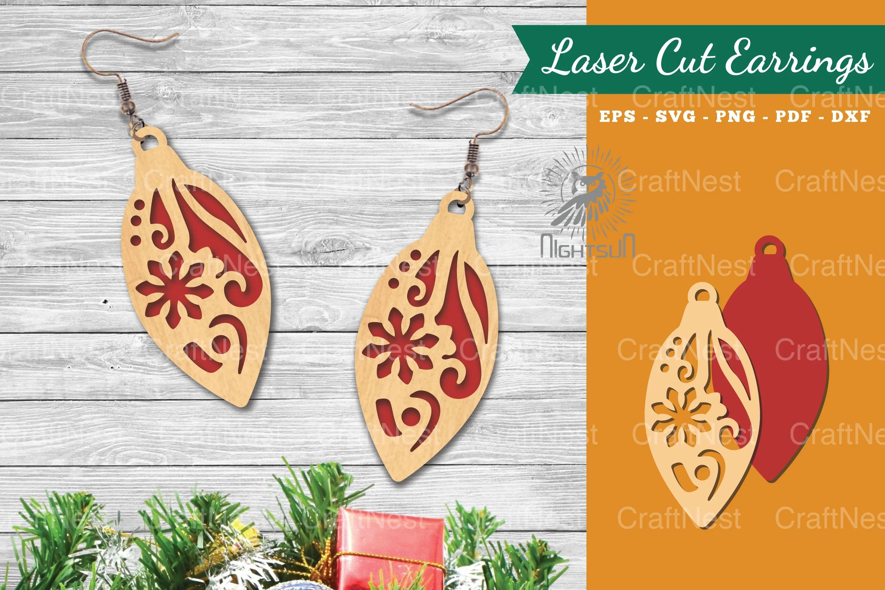 Christmas Light Laser Cut Earrings SVG Bundle - CraftNest - Digital Crafting and Art