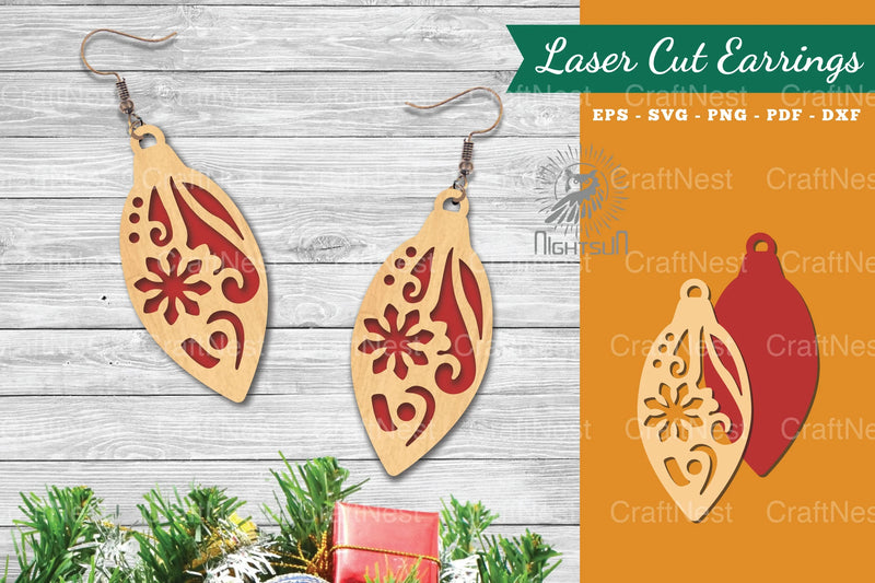 Christmas Light Laser Cut Earrings SVG Bundle - CraftNest - Digital Crafting and Art