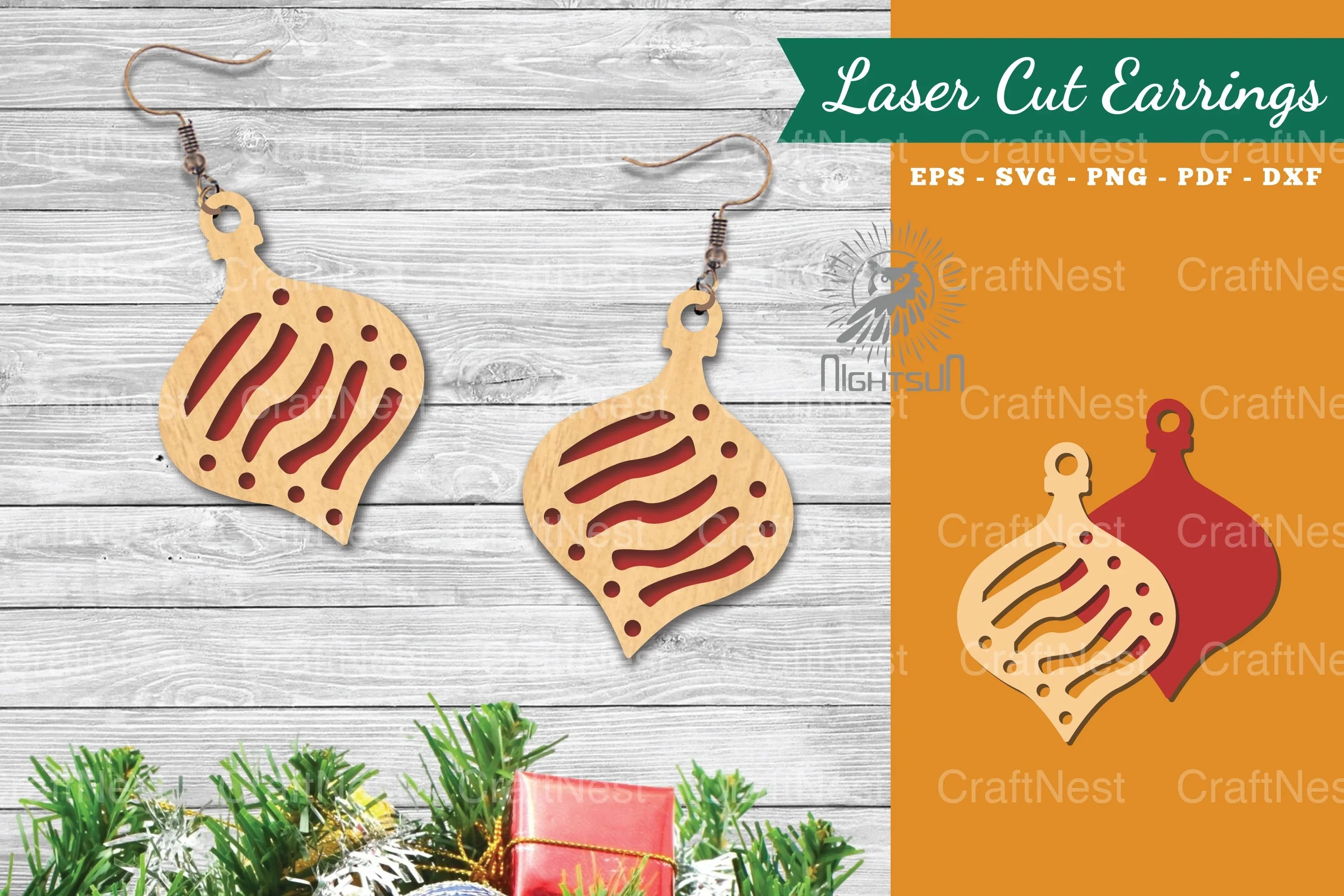 Christmas Light Laser Cut Earrings SVG Bundle - CraftNest - Digital Crafting and Art