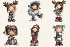 Christmas Little Girl Clipart Bundle - CraftNest - Digital Crafting and Art