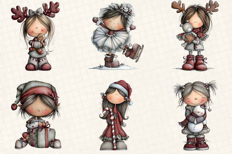 Christmas Little Girl Clipart Bundle - CraftNest - Digital Crafting and Art