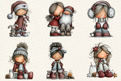 Christmas Little Girl Clipart Bundle - CraftNest - Digital Crafting and Art