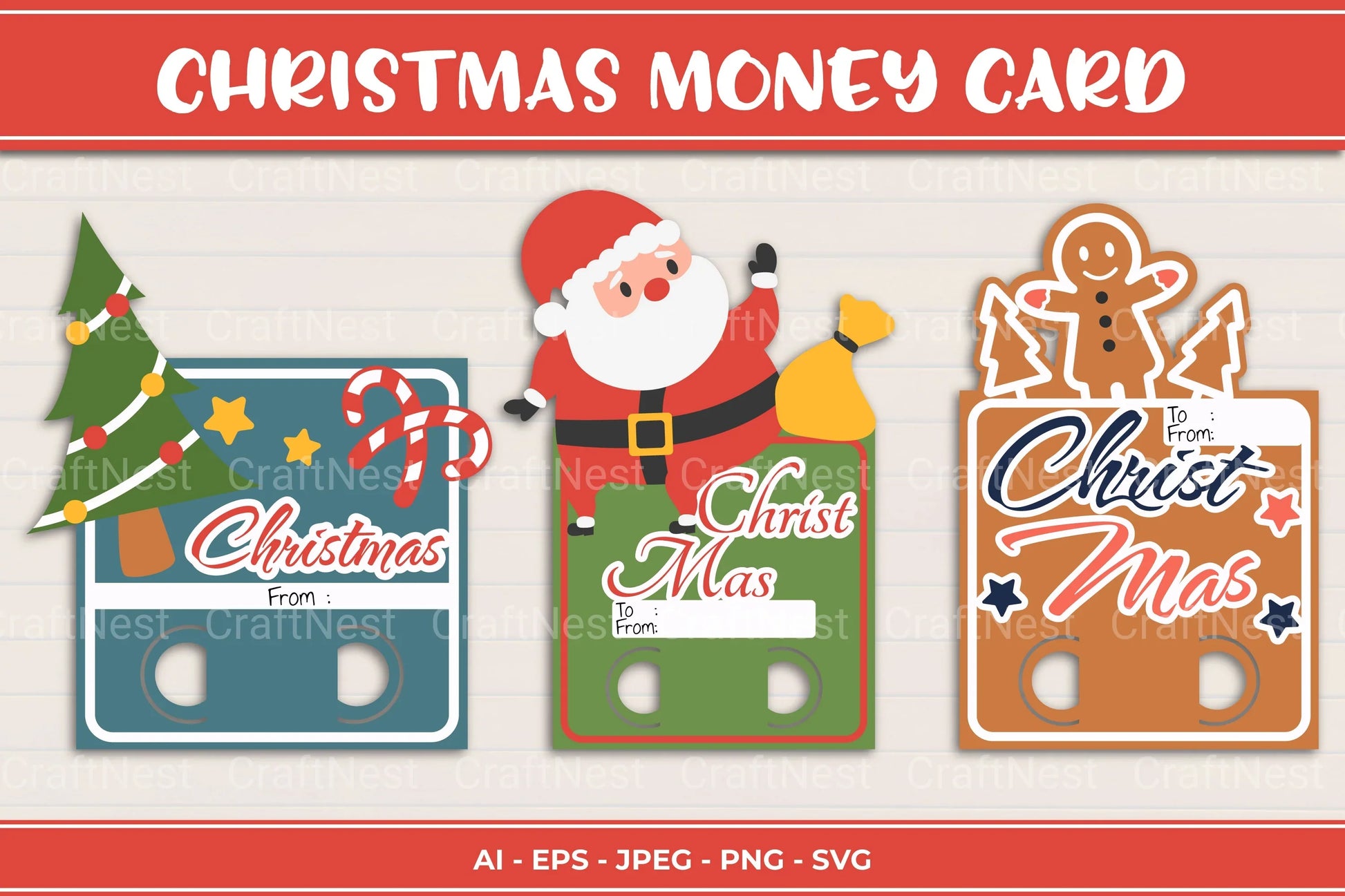 Christmas Money Card SVG Bundle - CraftNest - Digital Crafting and Art