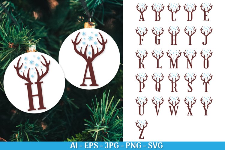 Christmas Monogram Reindeer Alphabet SVG Bundle - CraftNest - Digital Crafting and Art