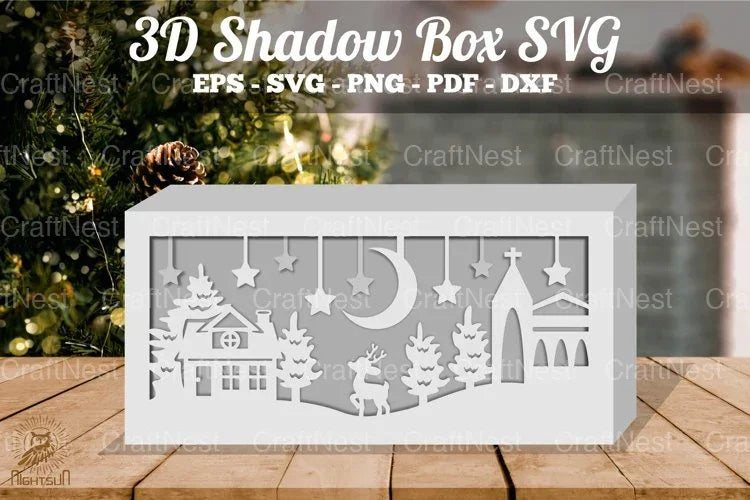 Christmas Night Scene Shadow Box SVG Bundle - CraftNest - Digital Crafting and Art