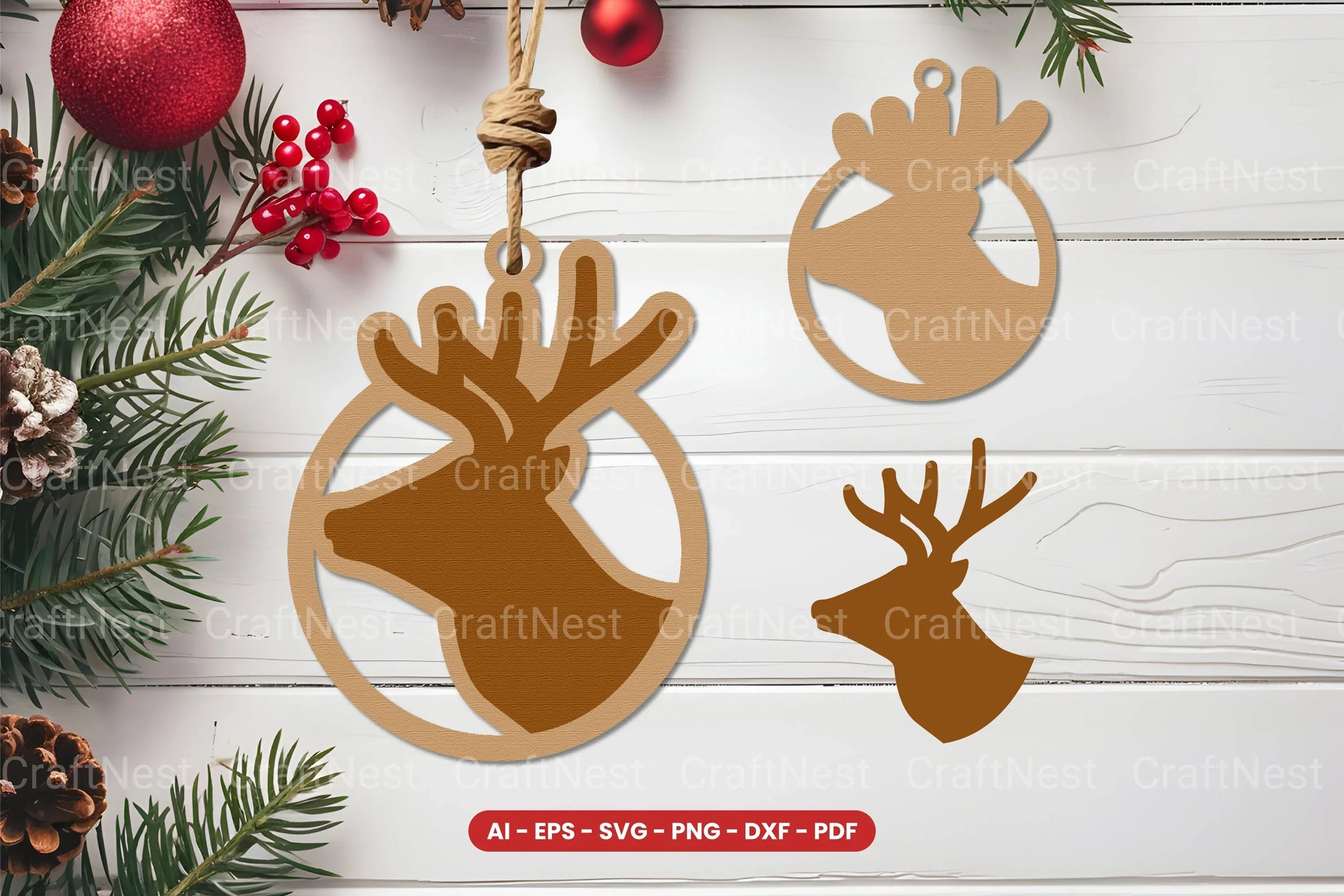Christmas Ornament Laser Cut SVG Bundle - CraftNest - Digital Crafting and Art