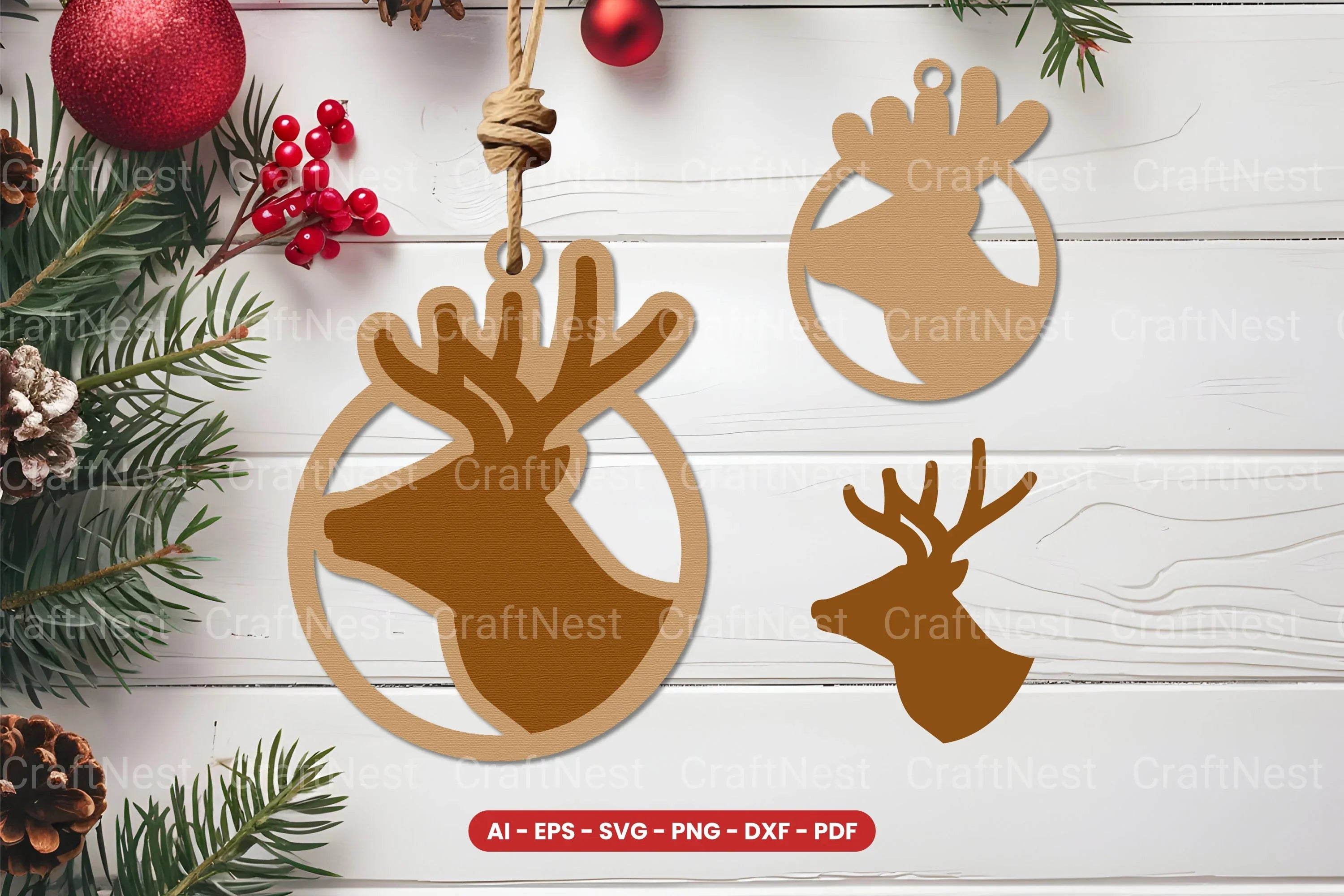Christmas Ornament Laser Cut SVG Bundle - CraftNest - Digital Crafting and Art