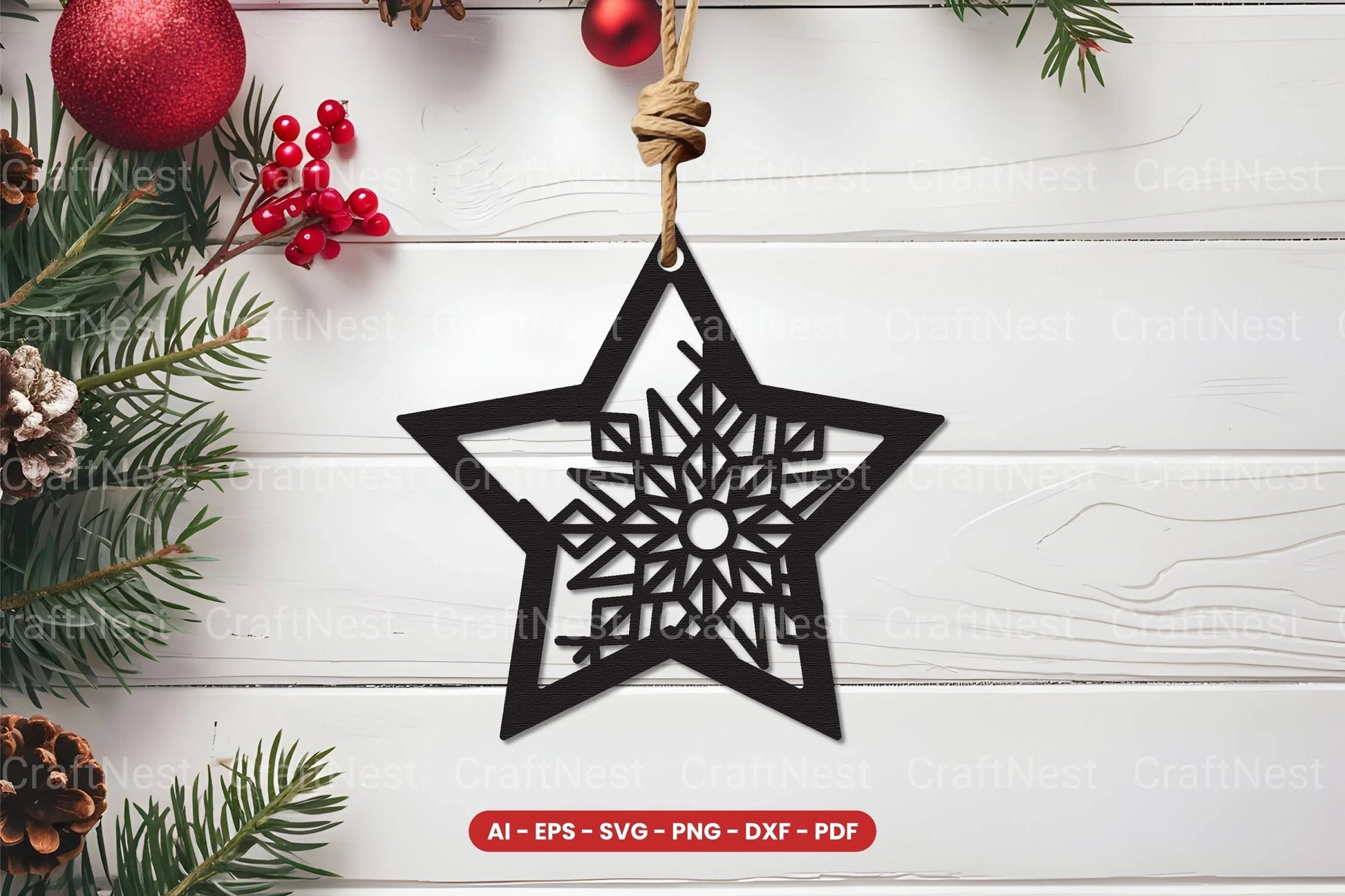 Christmas Ornament Laser Cut SVG Bundle - CraftNest - Digital Crafting and Art
