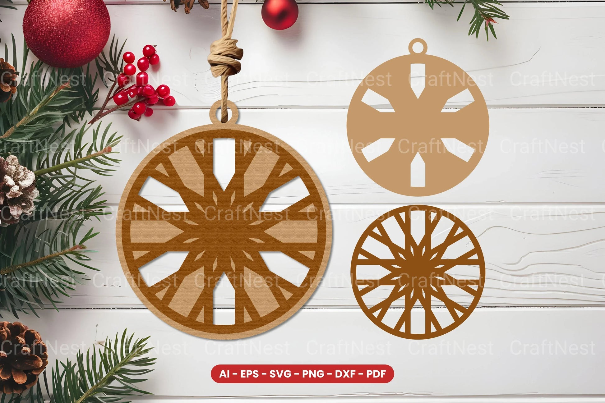 Christmas Ornament Laser Cut SVG Bundle - CraftNest - Digital Crafting and Art