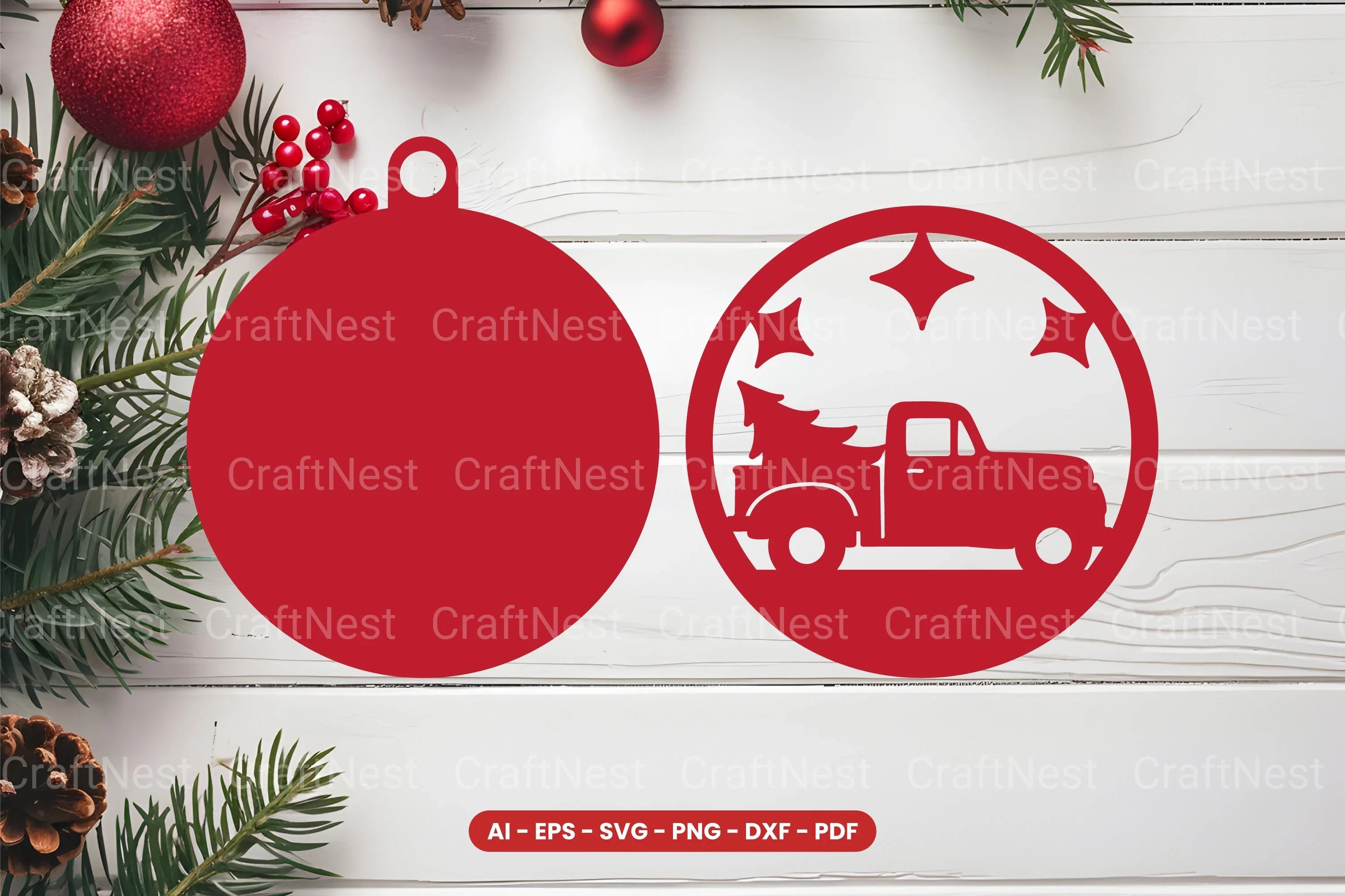 Christmas Ornament Laser Cut SVG Bundle - CraftNest - Digital Crafting and Art