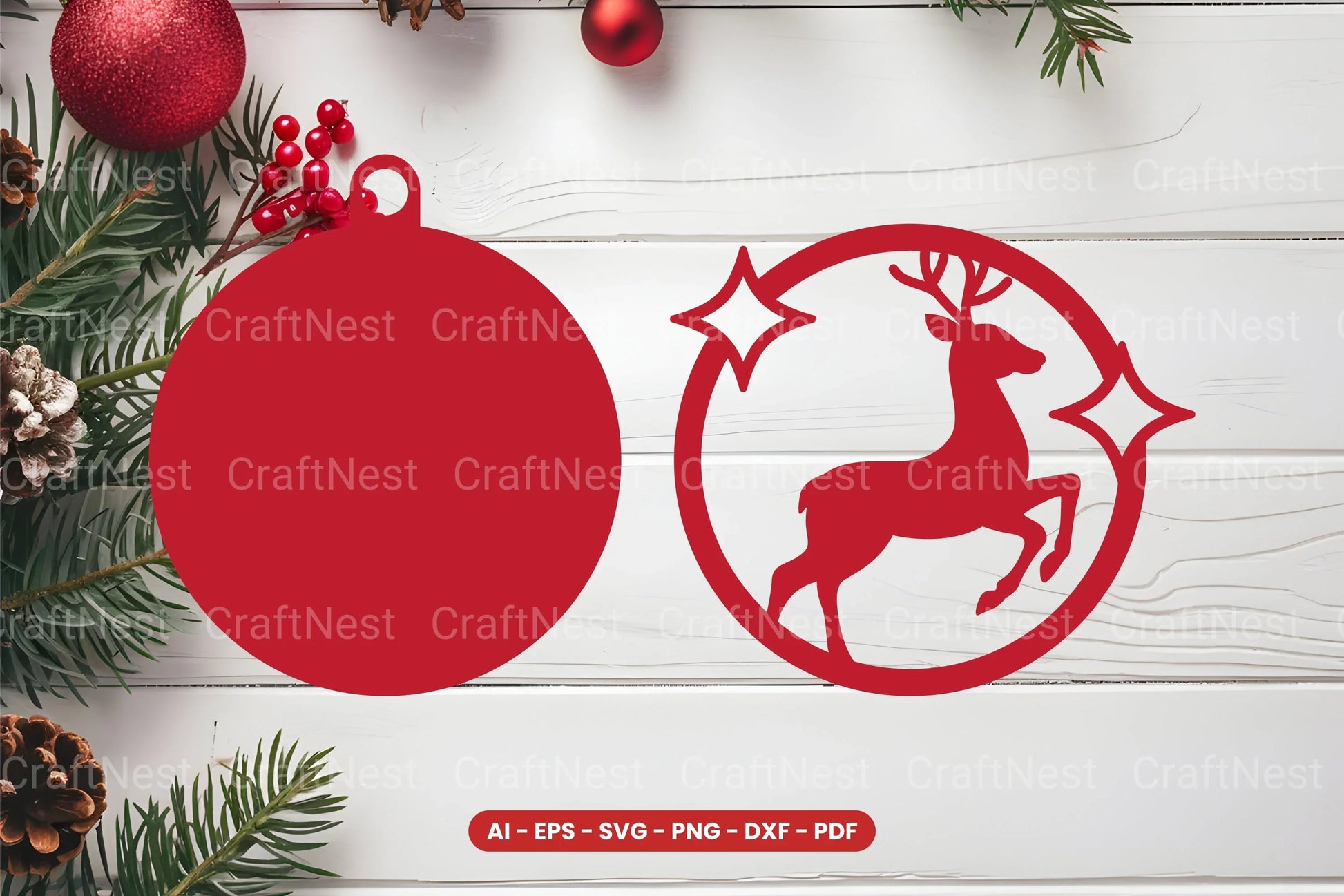 Christmas Ornament Laser Cut SVG Bundle - CraftNest - Digital Crafting and Art