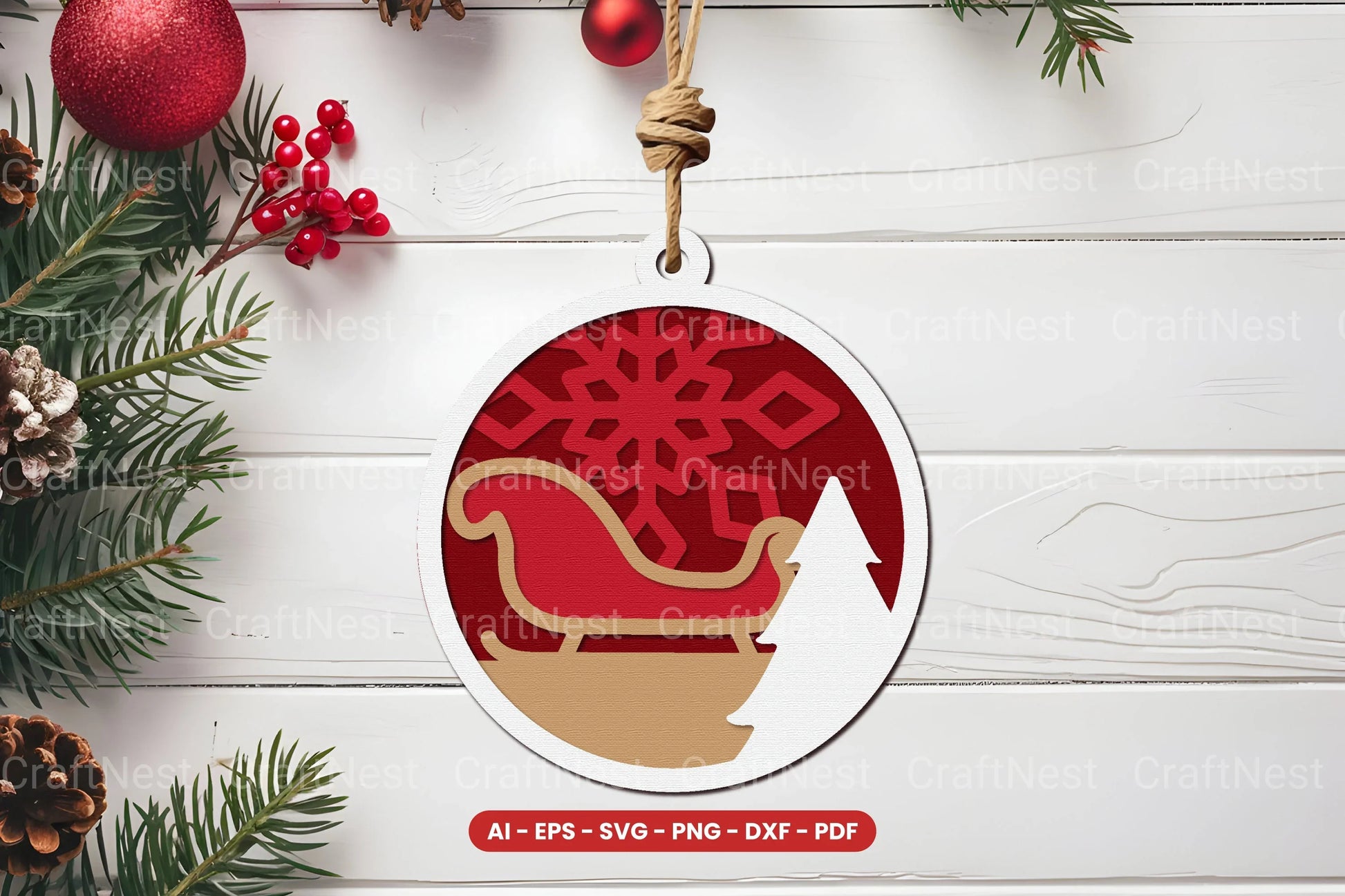 Christmas Ornament Laser Cut SVG Bundle - CraftNest - Digital Crafting and Art