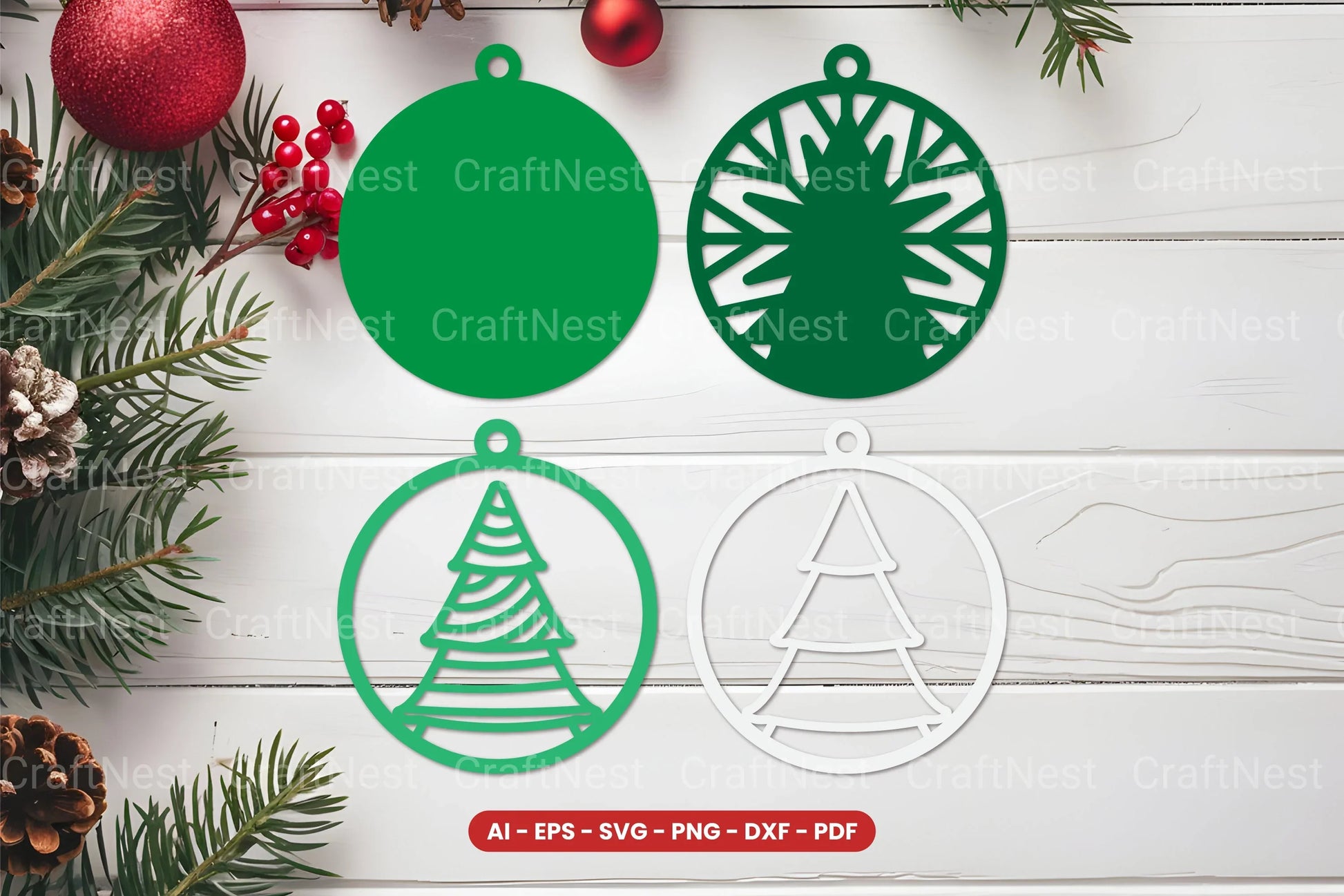 Christmas Ornament Lasercut SVG Bundle - CraftNest - Digital Crafting and Art